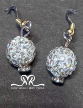 Load image into Gallery viewer, 🎀&quot; White Rhinestone Crystal 10mm and pink blend and purple Beaded Bracelet with pink ribbon and earrings set ( size 7.5&quot;)