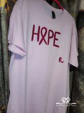 Load image into Gallery viewer, Hope Pink-on-Pink Hand-Painted T-Shirt 🎀

Large Men / XL Women
Think Pink • Painting for a Cure
Breast Cancer Awareness 💗

Hand-painted with Love by Reids' Design.