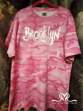 Load image into Gallery viewer, New Unisex Pink Large Hand-Painted Camo T-Shirt! 

Represent Brooklyn in style with this unique, hand-painted design!

Unique &amp; handmade
Unisex — Size Large
Hand-painted with LOVE.    Proudly representing Brooklyn

Shop this one-of-a-kind design