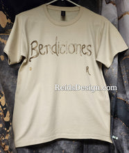 Load image into Gallery viewer, New Bendiciones Off White with Bronze and Matalic Paint. Youth Large Bendiciones is Blessings in Spanish.