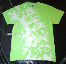 Load image into Gallery viewer, Fluorescent Green...One of a Kind Handmade cotton Reversed Tie Dye / Bleach Tie Dye T-shirts by Reids&#39; Design Men Medium / Women Large