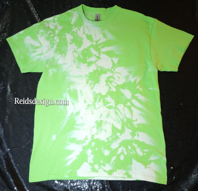 Fluorescent Green...One of a Kind Handmade cotton Reversed Tie Dye / Bleach Tie Dye T-shirts by Reids' Design Men Medium / Women Large