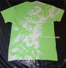 Load image into Gallery viewer, Fluorescent Green...One of a Kind Handmade cotton Reversed Tie Dye / Bleach Tie Dye T-shirts by Reids&#39; Design Men Medium / Women Large