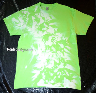 Fluorescent Green...One of a Kind Handmade cotton Reversed Tie Dye / Bleach Tie Dye T-shirts by Reids' Design Men Large / Women XL