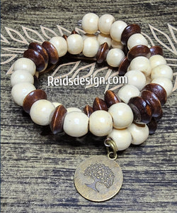 Wood Wrap Bracelet & Anklet Set