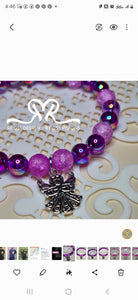 :ANGEL"  8mm Purple mixed Beaded Bracelet( size 7.5")