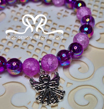 Load image into Gallery viewer, :ANGEL&quot;  8mm Purple mixed Beaded Bracelet( size 7.5&quot;)