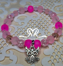 Load image into Gallery viewer, &quot;ANGEL&quot; 8mm Pink Frosted Glass Beads and Gems ( size 7.5&quot;)