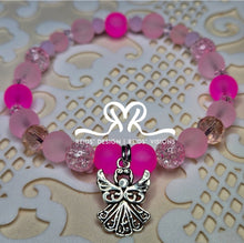 Load image into Gallery viewer, &quot;ANGEL&quot; 8mm Pink Frosted Glass Beads and Gems ( size 7.5&quot;)