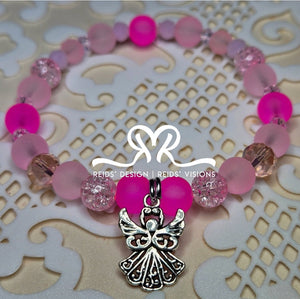 "ANGEL" 8mm Pink Frosted Glass Beads and Gems ( size 7.5")