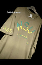 Load image into Gallery viewer, New NSU Alumni 1935 Hand Painted T-Shirt Military Green unisex (Size Men XL / Women 2X ) Behold the Green &amp; Gold)