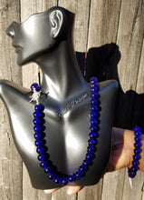 Load image into Gallery viewer, Blue Glass (23&quot;) Necklace and (7.5&quot;)Bracelet Set