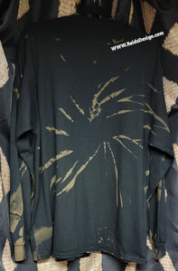 New Reids' Design Hand Painted "Cassette" Bleach Dye Long Sleeve T-Shirt ( size Men XL / 2X Women )