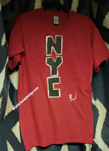 Load image into Gallery viewer, T-Shirt Gold &quot;NYC&quot; Hand painted by Reids&#39; Visions.  Unisex Medium / Women Large