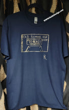 Load image into Gallery viewer, NAVY &quot;OLD SCHOOL HIP HOP CASSETTE&quot; Hand painted T-Shirt  by Reids&#39; Visions.  Unisex Large / Women XL