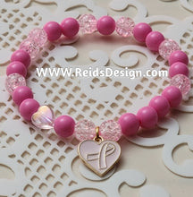 Load image into Gallery viewer, &quot;❤️&quot; Breast Cancer Awareness Acrylic Bead Bracelet  ( size 7.5&quot;)