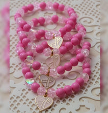 Load image into Gallery viewer, &quot;❤️&quot; Breast Cancer Awareness Acrylic Bead Bracelet  ( size 7.5&quot;)