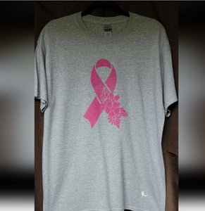 Gray Breast Cancer Awareness T-Shirt  ( size Large Men/ XL Woman)