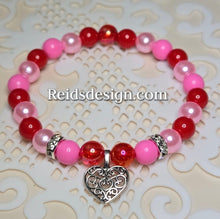 Load image into Gallery viewer, &quot;❤️&quot; Heart charm Acrylic Beaded Bracelet (size 7.5&quot;)