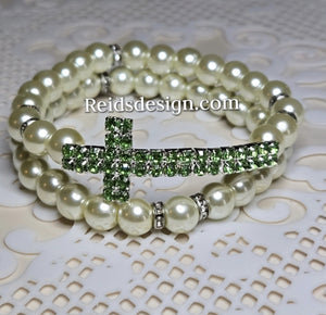 "IRIS" Glass Pearl Bracelet Set .... size 7.5