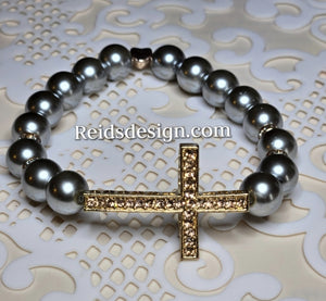 "IRIS" 10mm Glass Pearl Bracelet .... size 7.5