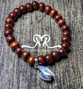 Youth  Graduation wood Bracelet  size 7"