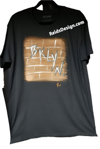 Sale.... Reids' Design Hand Painted BKLYN Brick Wall Large Men / XL Women T-shirt