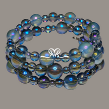 Load image into Gallery viewer, Blue Irridescent Glass Bead Wrap Bracelet