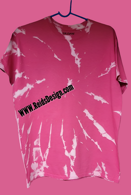 Pink...One of a Kind Handmade cotton Reversed Tie Dye / Bleach Tie Dye T-shirts by Reids' Design Men Medium / Women Large