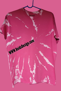 Pink...One of a Kind Handmade cotton Reversed Tie Dye / Bleach Tie Dye T-shirts by Reids' Design Men Medium / Women Large