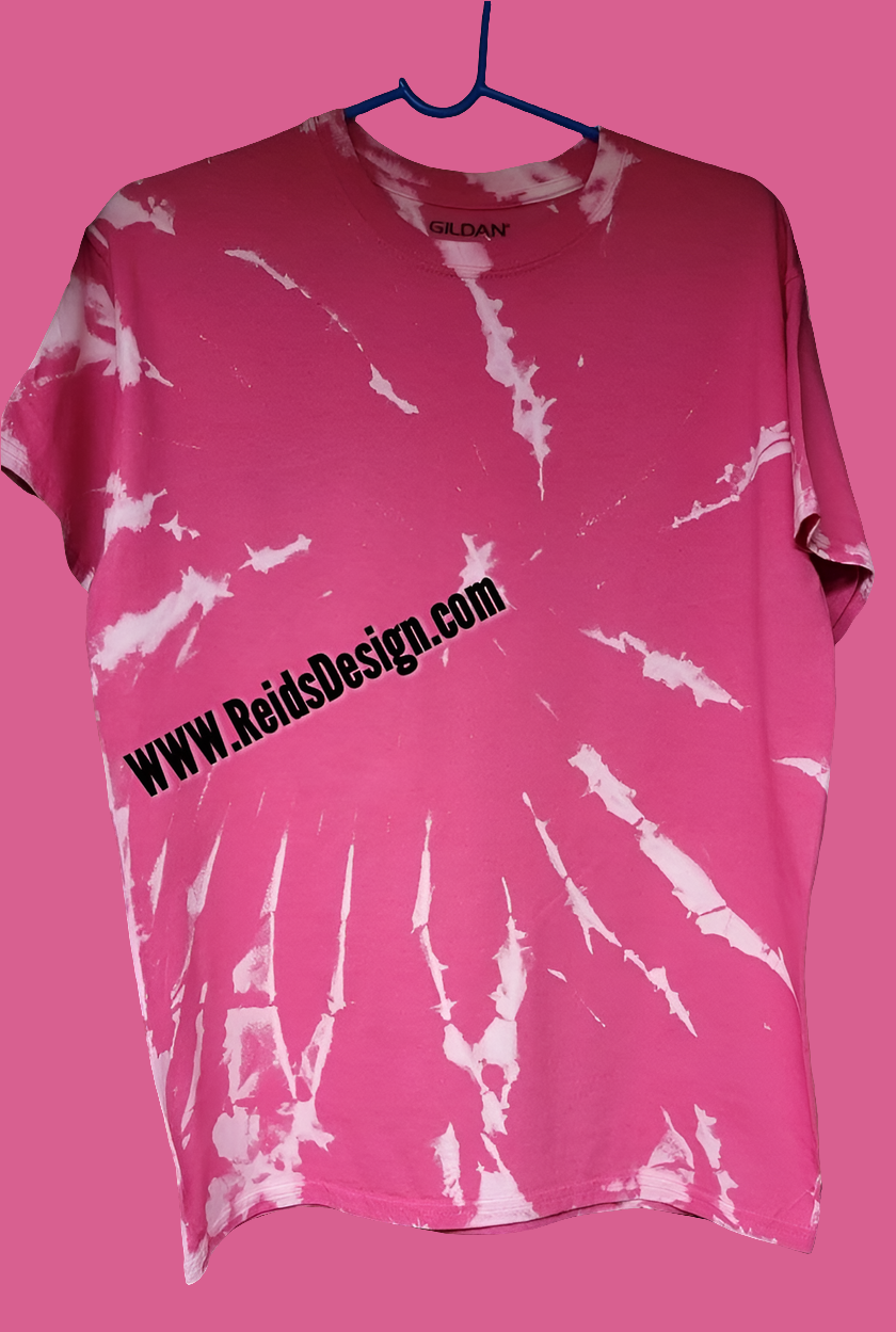 Pink...One of a Kind Handmade cotton Reversed Tie Dye / Bleach Tie Dye T-shirts by Reids' Design Men Medium / Women Large