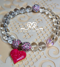 Load image into Gallery viewer, "🩷" Glass and Rinestone Beaded Bracelet..... size 7.5"