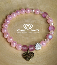 Load image into Gallery viewer, PINK "❤️" Mixed Gemstone Acrylic and Glass Beaded Bracelet(Size 7.5")