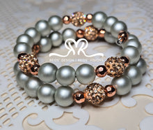 Load image into Gallery viewer, New 10mm Wrap Bracelet Designed with Matte Glass Pearls and Rinestone Beads...