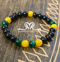 Load image into Gallery viewer, His and Hers Bracelet Set. Glass and Mountain Jade Beads. Size 7.5 and 8.5 inches
