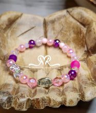 Load image into Gallery viewer, "FAITH" Mixed Acrylic and Glass Beaded Bracelet ( Size 7.5")