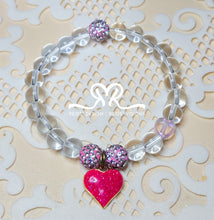 Load image into Gallery viewer, "🩷" Glass and Rinestone Beaded Bracelet..... size 7.5"