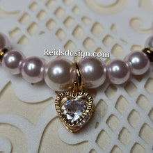 Load image into Gallery viewer, ♥️ New... Lavender 6mm and 8mm Glass Beaded Bracelet with a Heart(size 7.5&quot;)