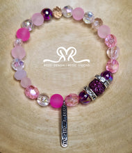 Load image into Gallery viewer, "BELIEVE" Mixed Gemstone, Acrylic and Glass Beaded Bracelet For Breast Cancer Awareness Month( Size 7.5")