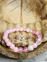 Load image into Gallery viewer, PINK "❤️" Mixed Gemstone Acrylic and Glass Beaded Bracelet(Size 7.5")
