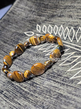 Load image into Gallery viewer, New Tiger Eye Beaded Bracelet 16 mm Oval and 8mm Faceted Coin Beads(Size 8.5)