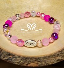 Load image into Gallery viewer, "FAITH" Mixed Acrylic and Glass Beaded Bracelet ( Size 7.5")