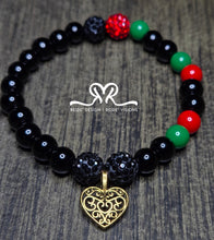 Load image into Gallery viewer, New Black History meets Valentine’s Day Bracelet... Designed with Rinestone and Glass Beads... size 7.5"