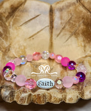 Load image into Gallery viewer, "FAITH" Mixed Acrylic and Glass Beaded Bracelet ( Size 7.5")