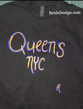Load image into Gallery viewer, New Black Queens NYC Hand Painted Tee by Reids' Design Unisex Men Medium Women Large
