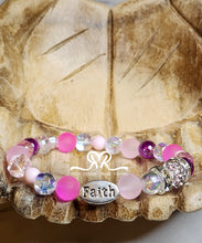 Load image into Gallery viewer, "FAITH" Mixed Acrylic and Glass Beaded Bracelet ( Size 7.5")