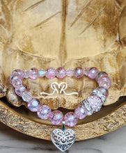 Load image into Gallery viewer, "❤️" Acrylic and Glass Beaded Bracelet  (Size 7.5")