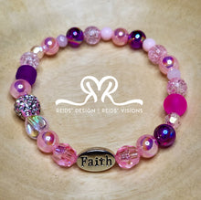 Load image into Gallery viewer, "FAITH" Mixed Acrylic and Glass Beaded Bracelet ( Size 7.5")
