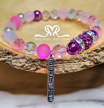 Load image into Gallery viewer, "BELIEVE" Mixed Gemstone, Acrylic and Glass Beaded Bracelet For Breast Cancer Awareness Month( Size 7.5")