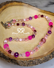 Load image into Gallery viewer, Mixed Acrylic and Glass Beaded "IRIS" Bracelet Necklace (Size 16") Designed for Breast Cancer Awareness Month